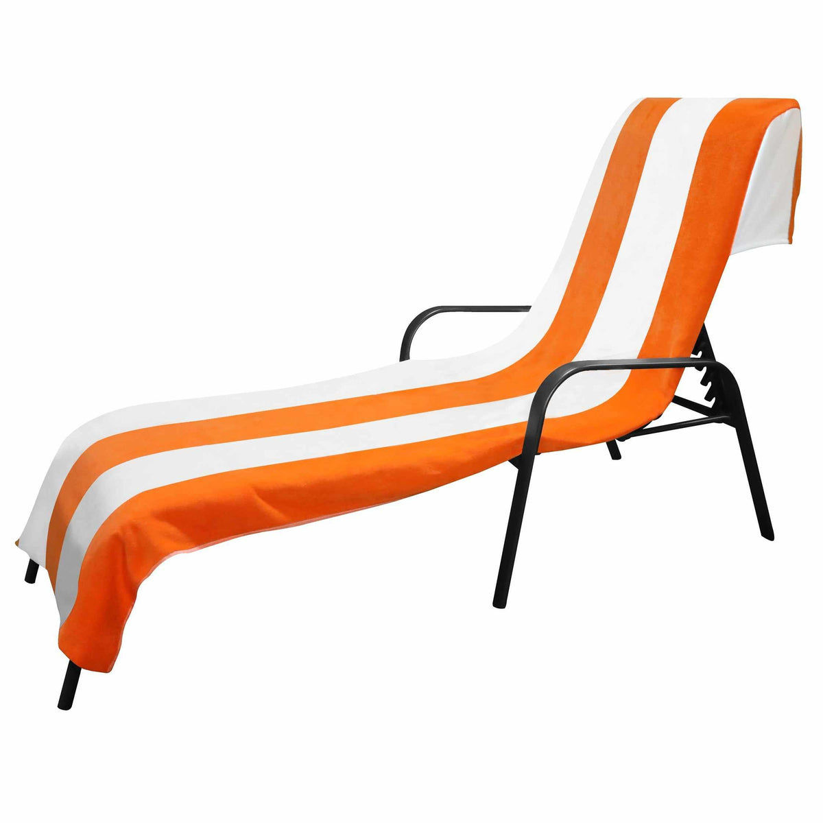 Cotton Standard Size Cabana Stripe Chaise Lounge Chair Cover - Orange