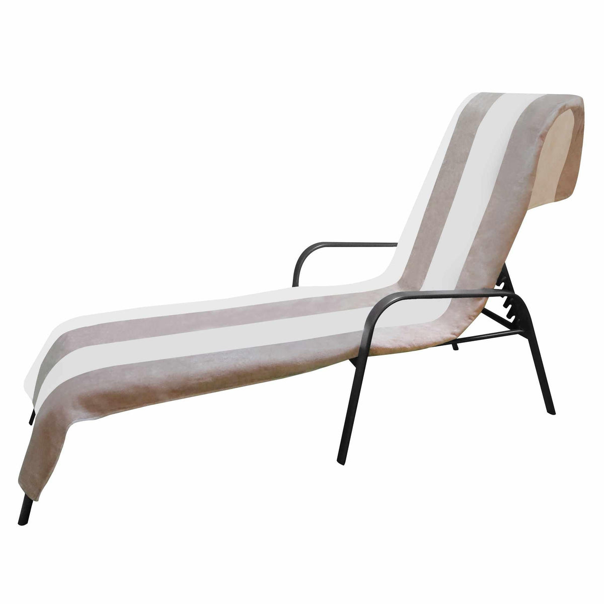 Cotton Standard Size Cabana Stripe Chaise Lounge Chair Cover - Gray