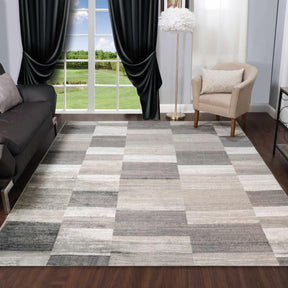 Blair wood Modern Patchwork Geometric Silver Area Rug - Rugs by Superior - Superior 