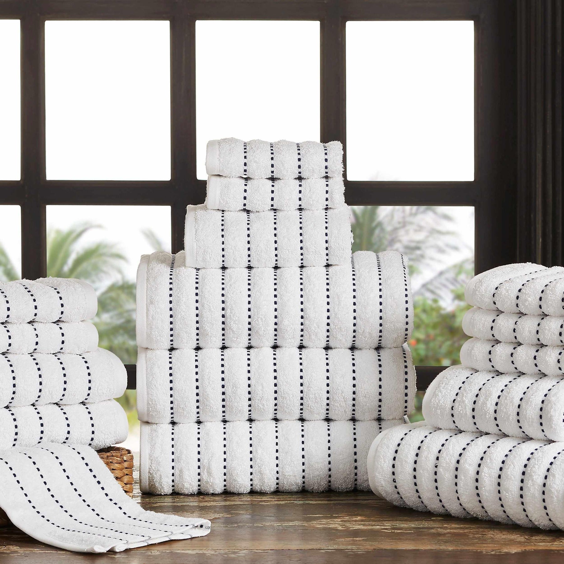 Organic Cotton Wave Plush Striped Assorted 16 Piece Towel Set - Towel Set by Superior - Superior 