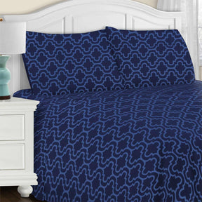 Flannel Brushed Cotton Trellis Geometric Bed Sheet Set - Sheet Set by Superior - Superior 