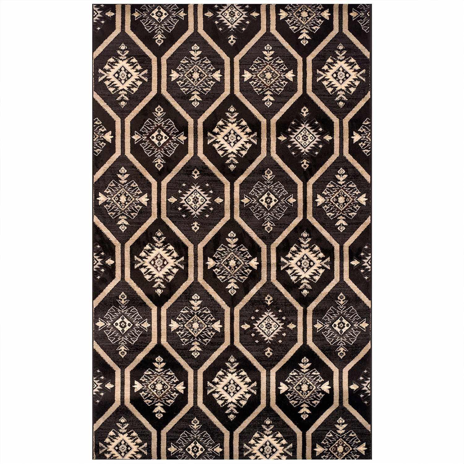 Aurora Hexagon Medallion Geometric Area Rug or Runner - Rugs by Superior