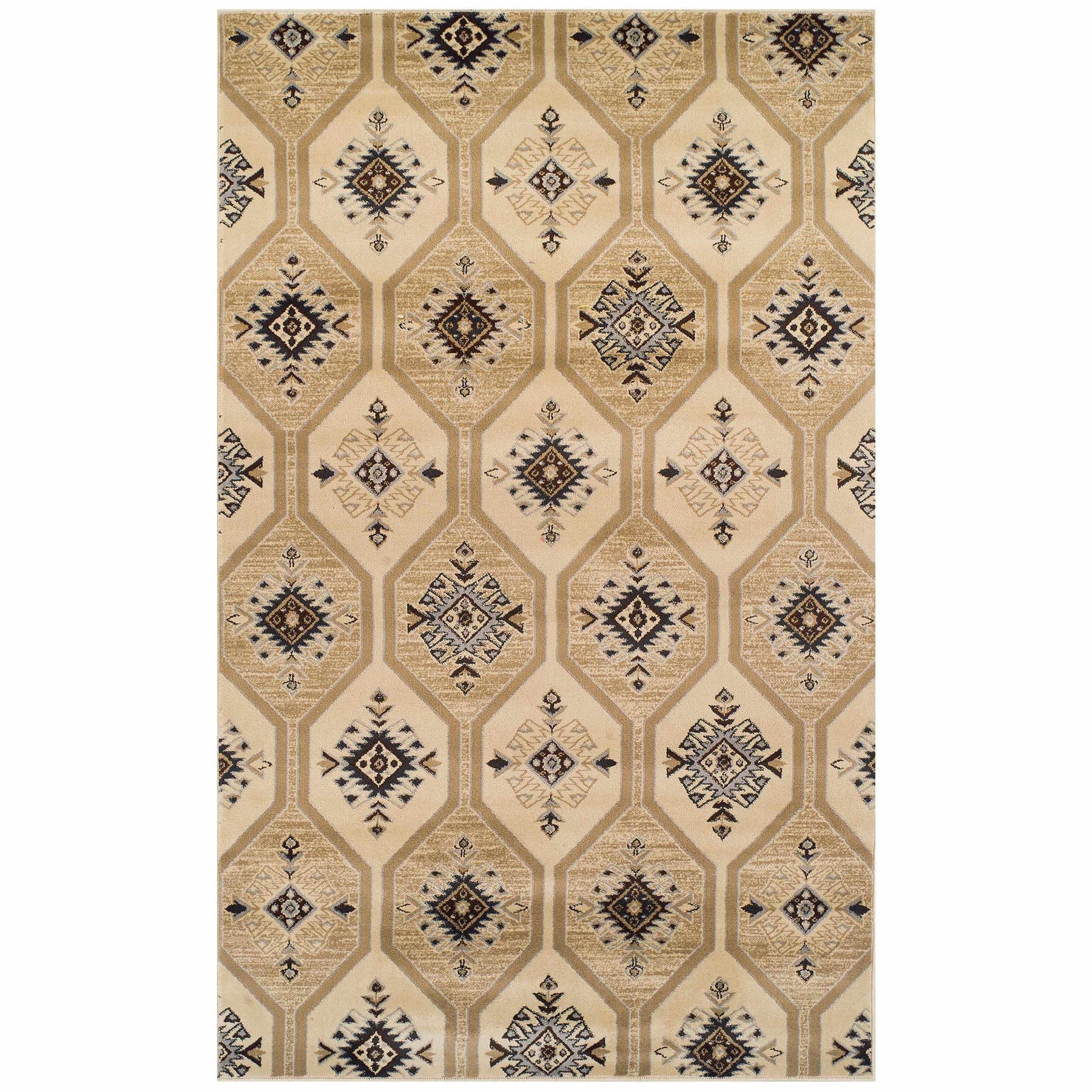 Aurora Hexagon Medallion Geometric Area Rug or Runner - Rugs by Superior