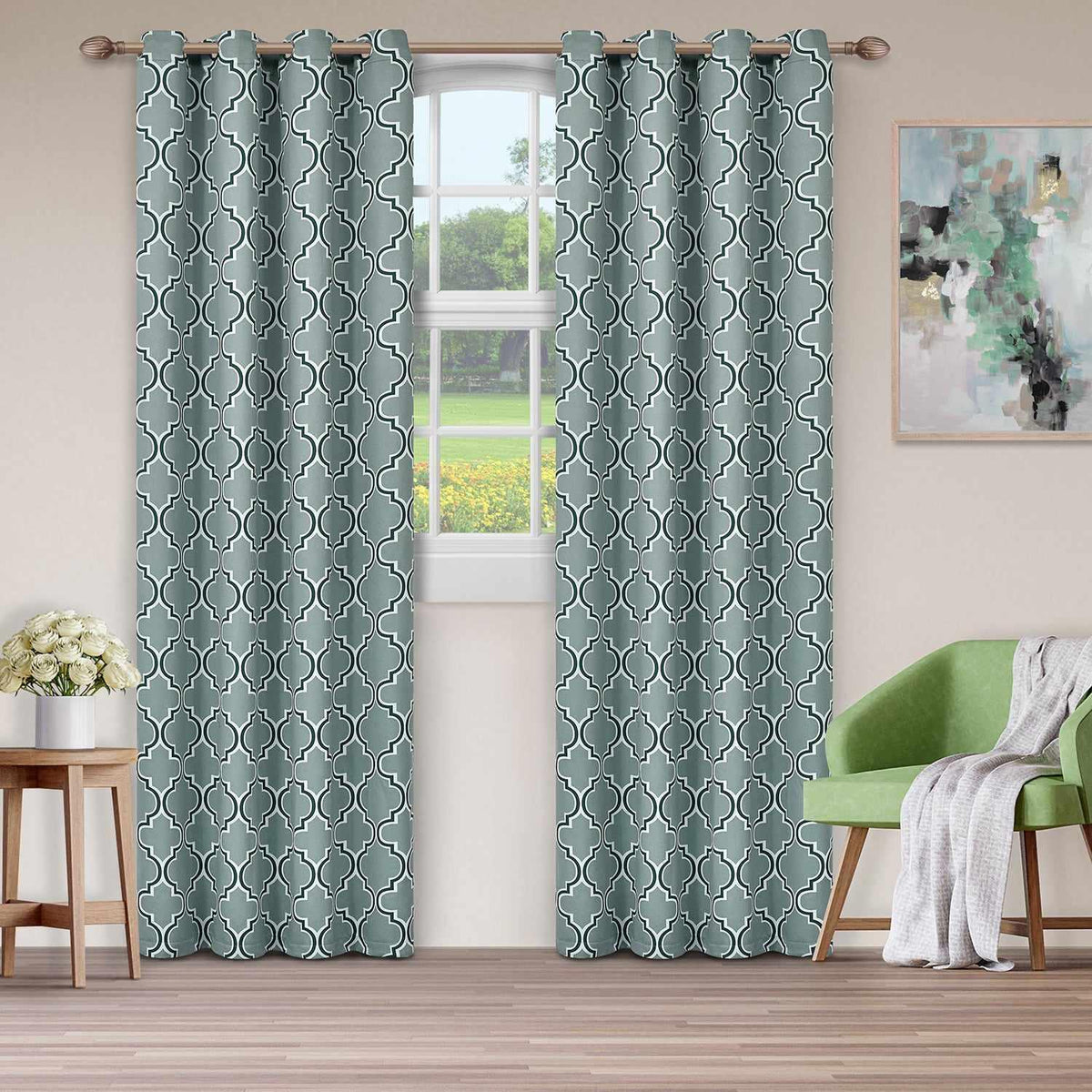 Bohemian Trellis Printed Eclectic Blackout Grommet Curtain Panel Set - Blackout Curtains by Superior