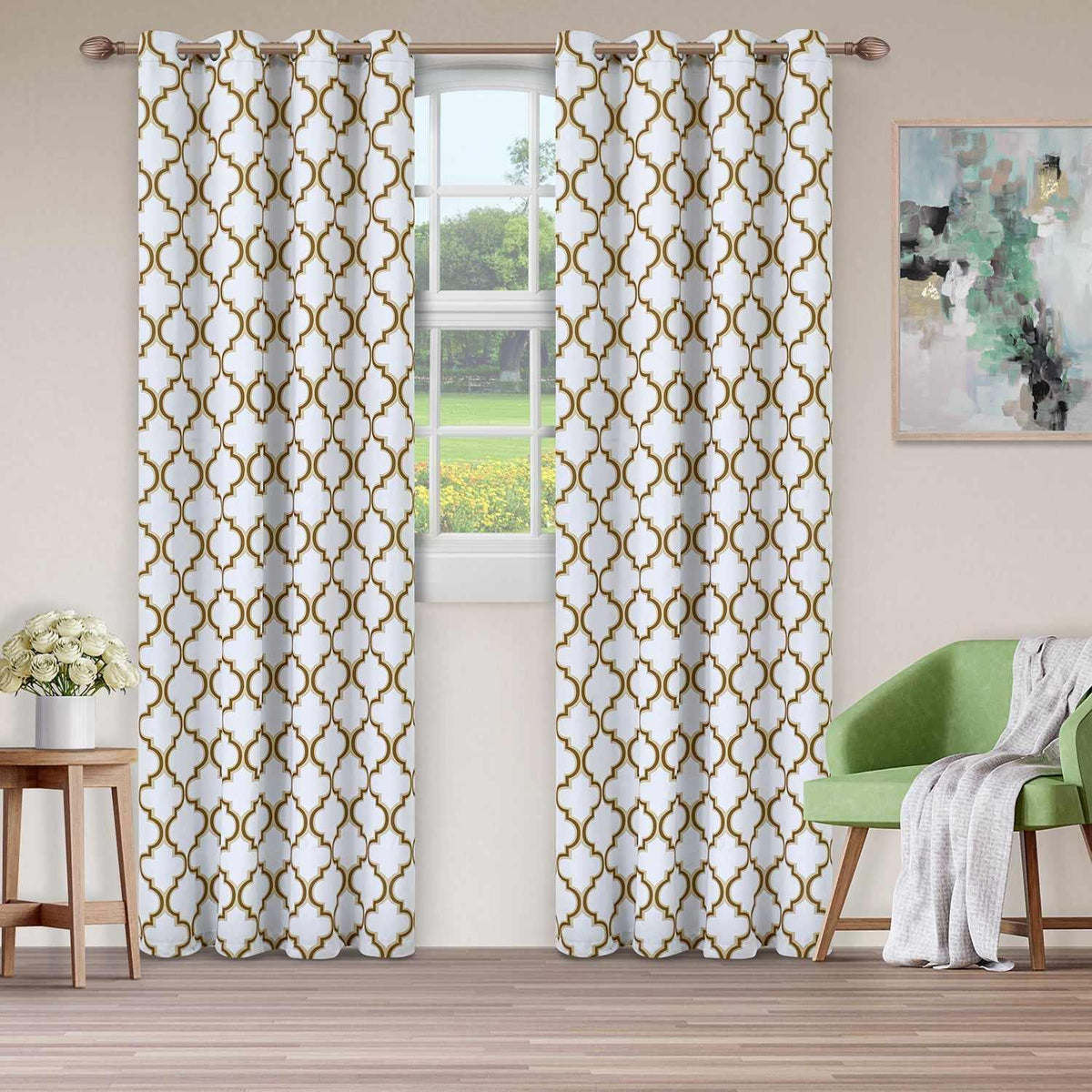 Bohemian Trellis Printed Eclectic Blackout Grommet Curtain Panel Set - Blackout Curtains by Superior