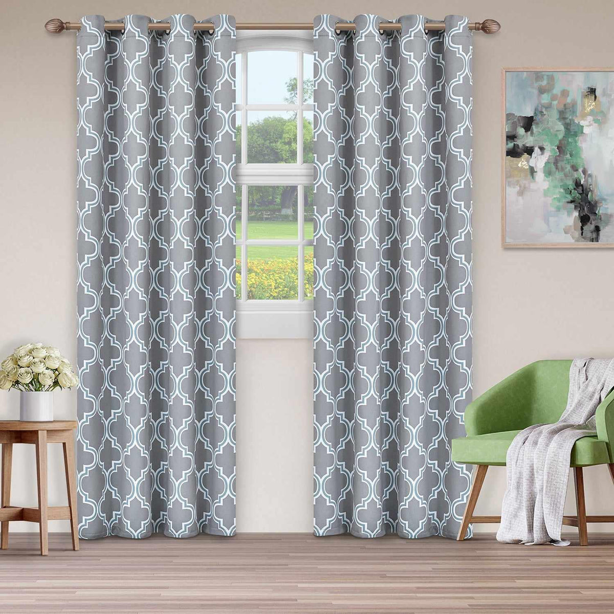 Bohemian Trellis Printed Eclectic Blackout Grommet Curtain Panel Set - Blackout Curtains by Superior