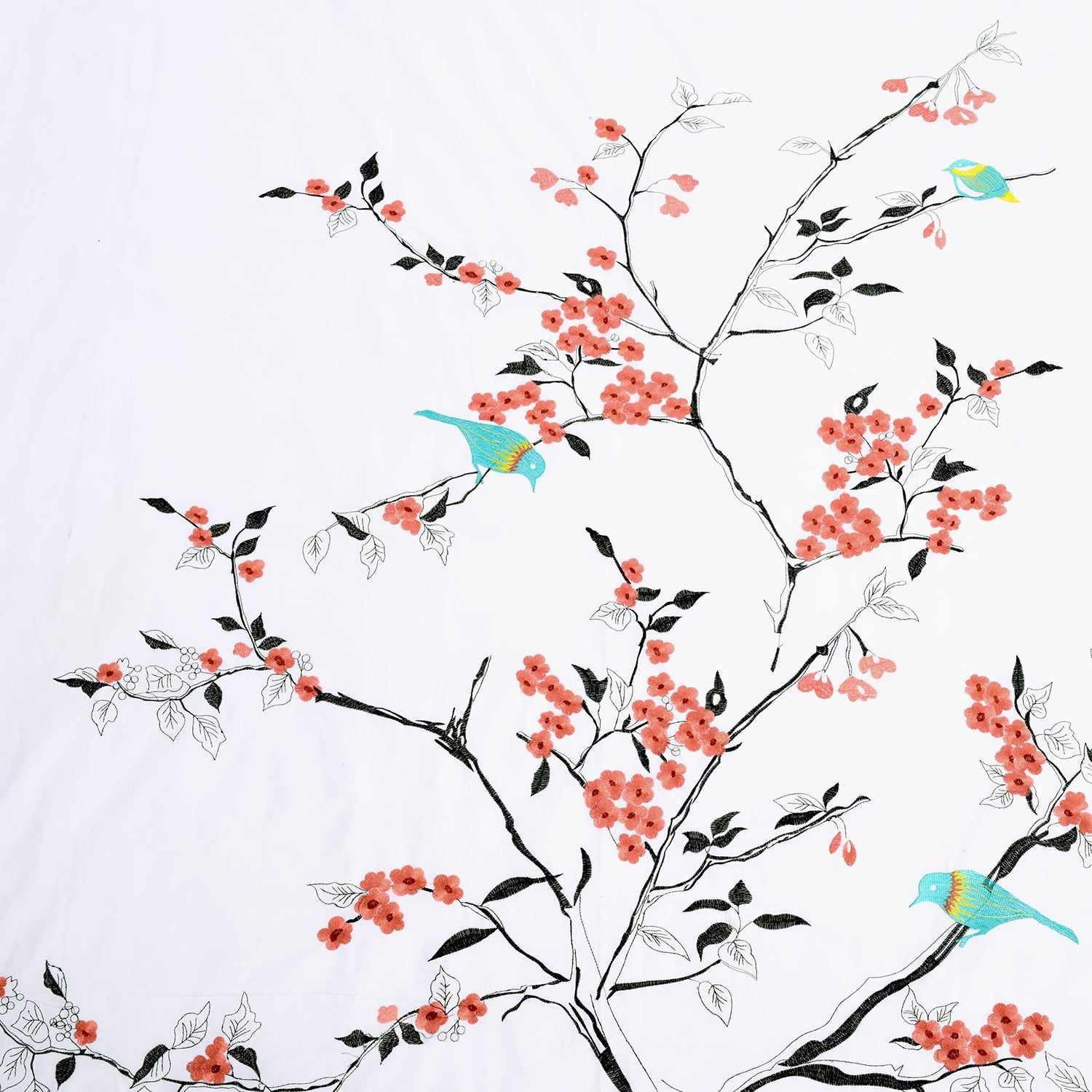 Cherry Garden Embroidered Cotton Duvet Cover Set - Duvet Cover Set by Superior