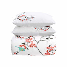 Cherry Garden Embroidered Cotton Duvet Cover Set - Duvet Cover Set by Superior