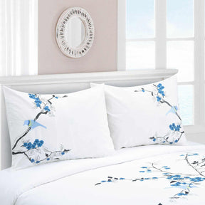 Cherry Garden Embroidered Cotton Duvet Cover Set - Duvet Cover Set by Superior