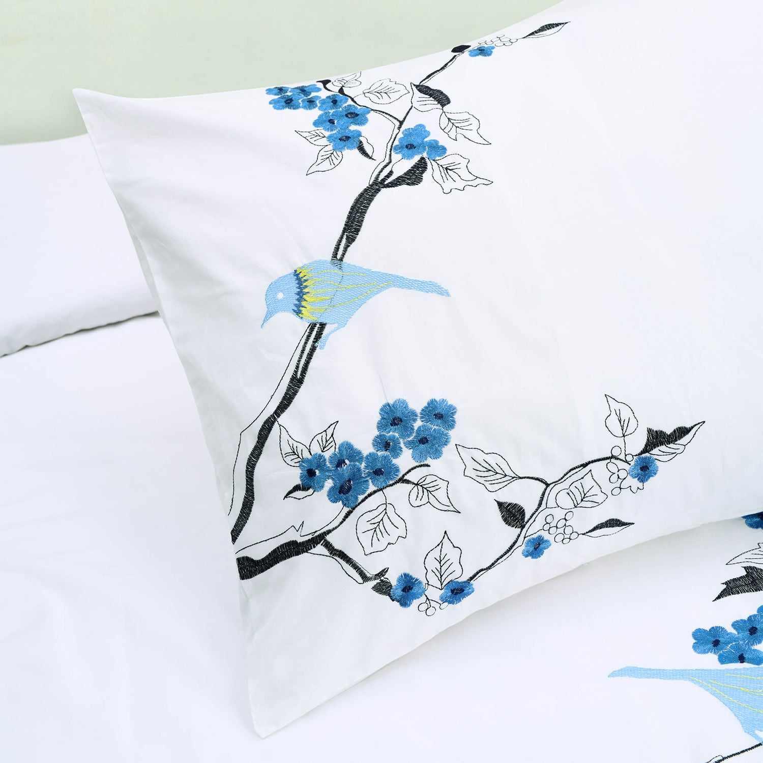 Cherry Garden Embroidered Cotton Duvet Cover Set - Duvet Cover Set by Superior