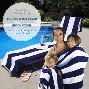 Cotton Standard Size Cabana Stripe Chaise Lounge Chair Cover - Beach Towel by Superior