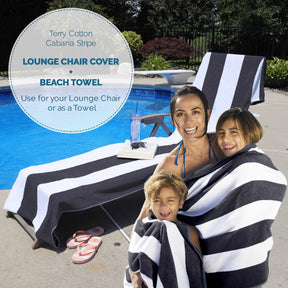 Cotton Standard Size Cabana Stripe Chaise Lounge Chair Cover - Beach Towel by Superior