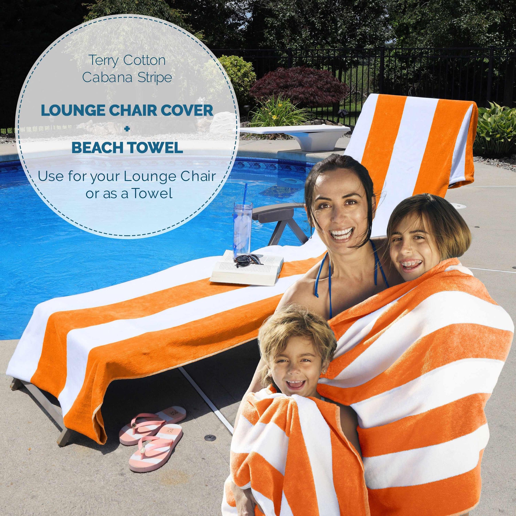 Cotton Standard Size Cabana Stripe Chaise Lounge Chair Cover - Beach Towel by Superior