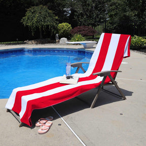 Cotton Standard Size Cabana Stripe Chaise Lounge Chair Cover - Beach Towel by Superior