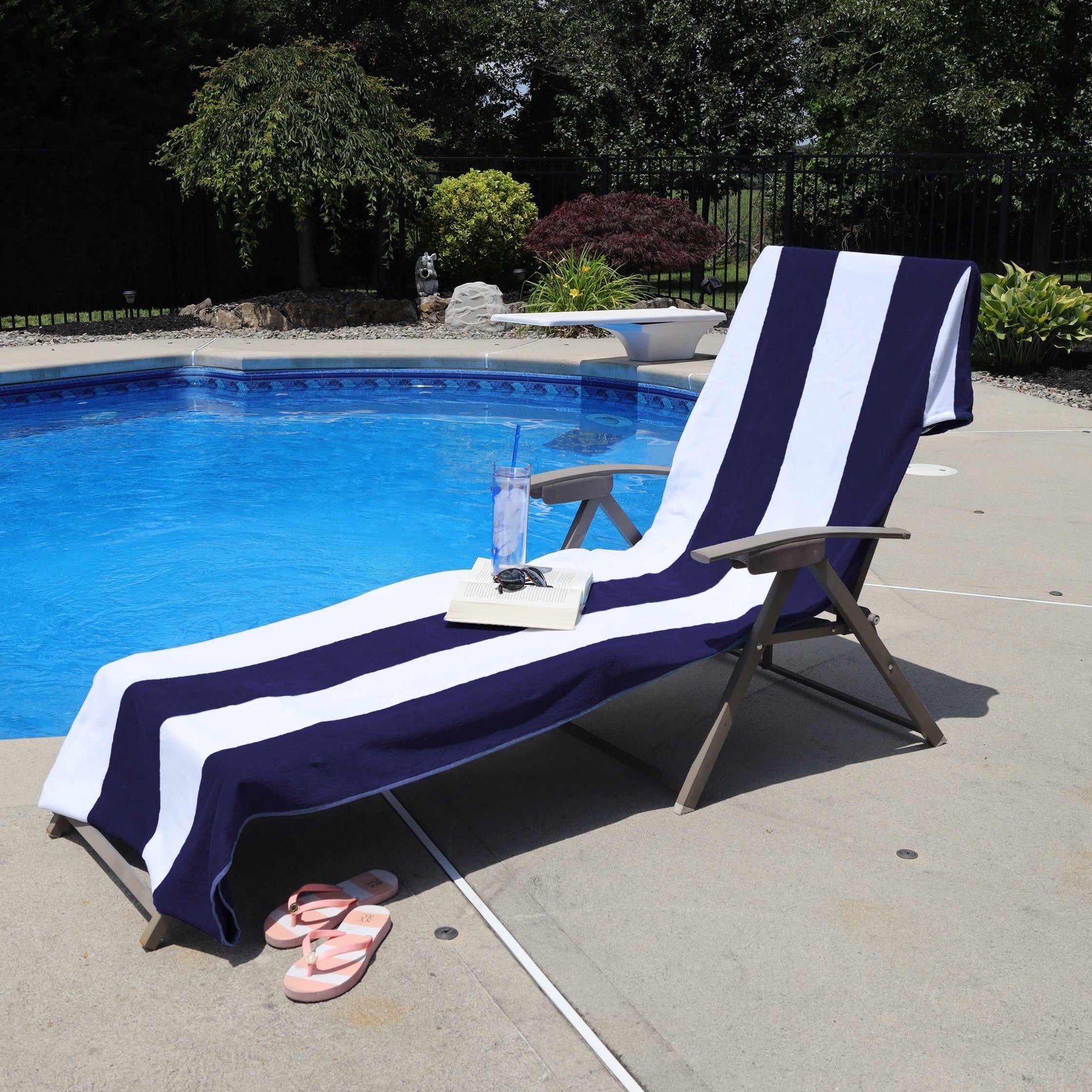 Cotton Standard Size Cabana Stripe Chaise Lounge Chair Cover - Beach Towel by Superior