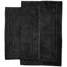 Non-Slip Absorbent Assorted Solid 2 Piece Bath Rug Set - Black