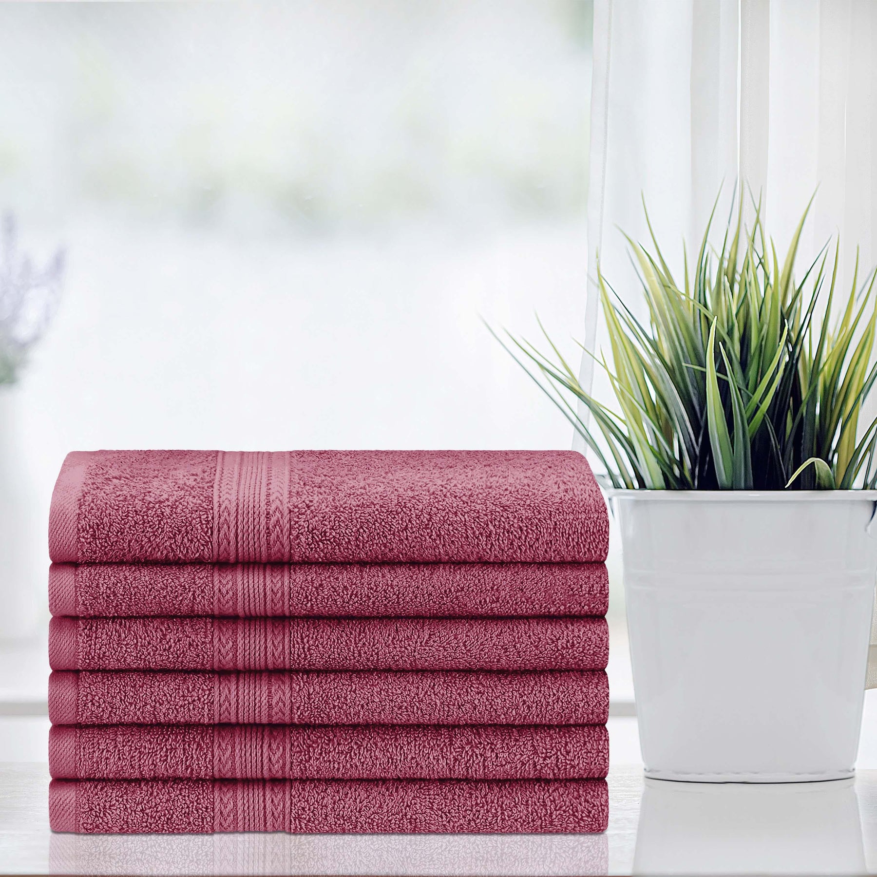 Eco-Friendly Ring Spun Cotton 6 Piece Hand Towel Set - Hand Towel Set by Superior