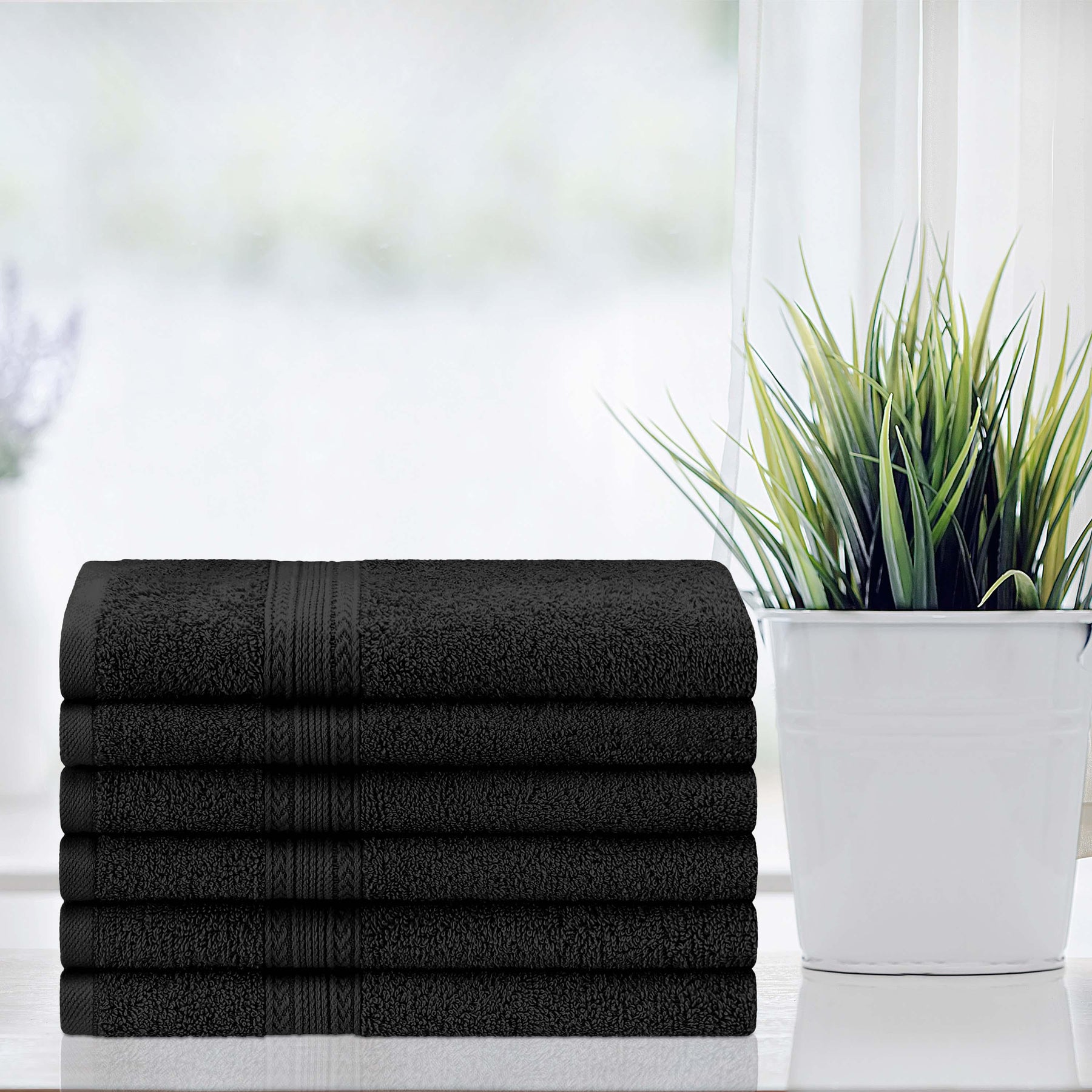 Eco-Friendly Ring Spun Cotton 6 Piece Hand Towel Set - Hand Towel Set by Superior