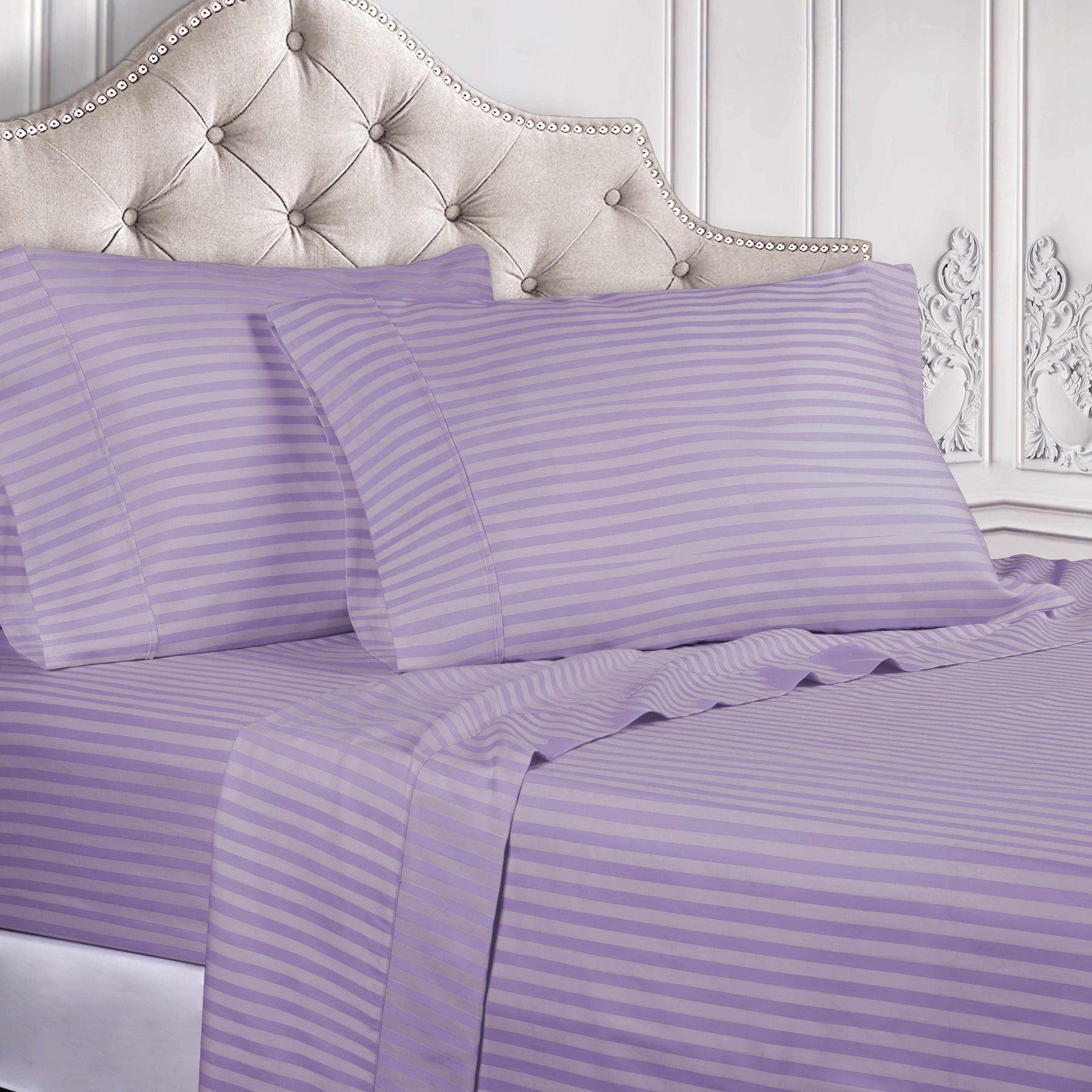 Egyptian Cotton 300 Thread Count Striped Deep Pocket Sheet Set - Sheet Set by Superior