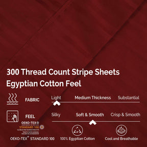 Egyptian Cotton 300 Thread Count Striped Deep Pocket Sheet Set - Sheet Set by Superior