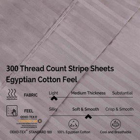 Egyptian Cotton 300 Thread Count Striped Deep Pocket Sheet Set - Sheet Set by Superior