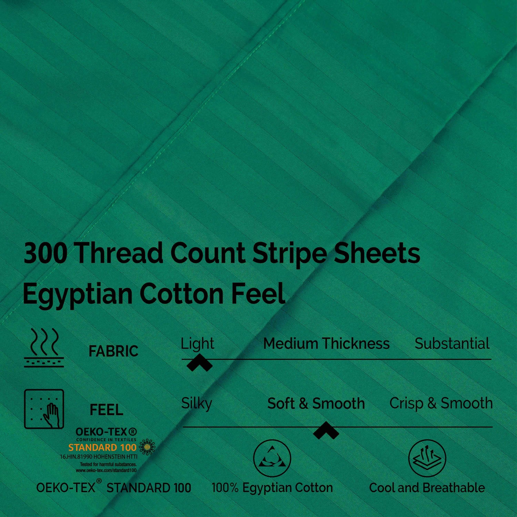 Egyptian Cotton 300 Thread Count Striped Deep Pocket Sheet Set - Sheet Set by Superior