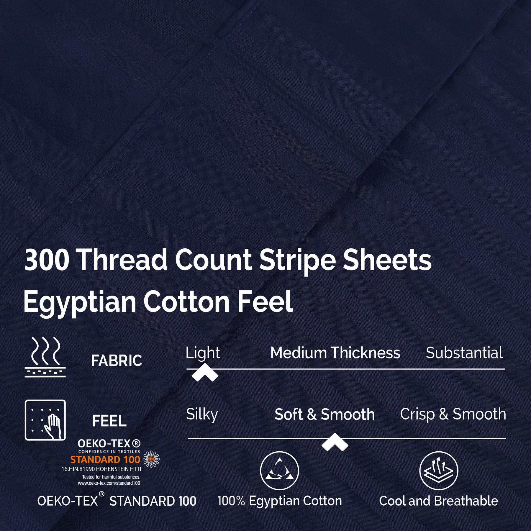 Egyptian Cotton 300 Thread Count Striped Deep Pocket Sheet Set - Sheet Set by Superior