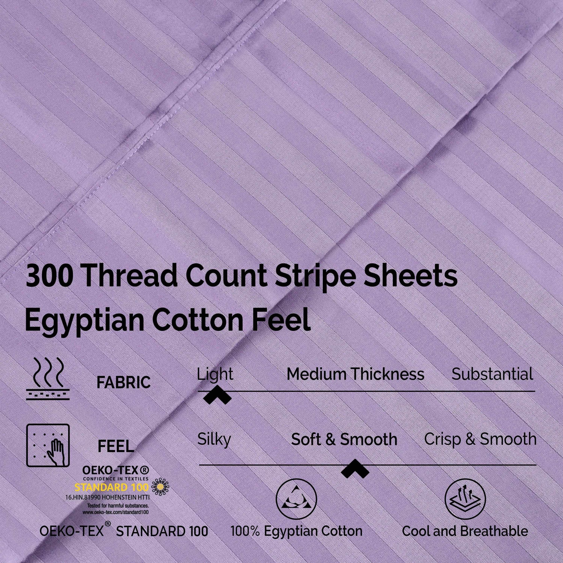 Egyptian Cotton 300 Thread Count Striped Deep Pocket Sheet Set - Sheet Set by Superior