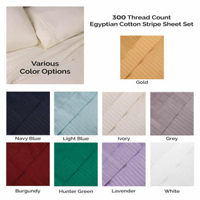 Egyptian Cotton 300 Thread Count Striped Deep Pocket Sheet Set - Sheet Set by Superior