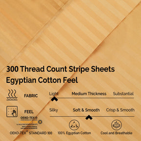 Egyptian Cotton 300 Thread Count Striped Deep Pocket Sheet Set - Sheet Set by Superior