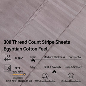 Egyptian Cotton 300 Thread Count Striped Deep Pocket Sheet Set - Sheet Set by Superior