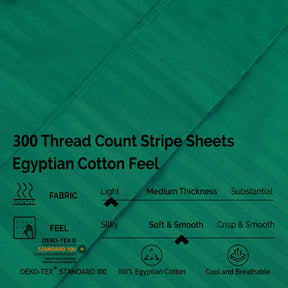 Egyptian Cotton 300 Thread Count Striped Deep Pocket Sheet Set - Sheet Set by Superior