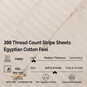 Egyptian Cotton 300 Thread Count Striped Deep Pocket Sheet Set - Sheet Set by Superior