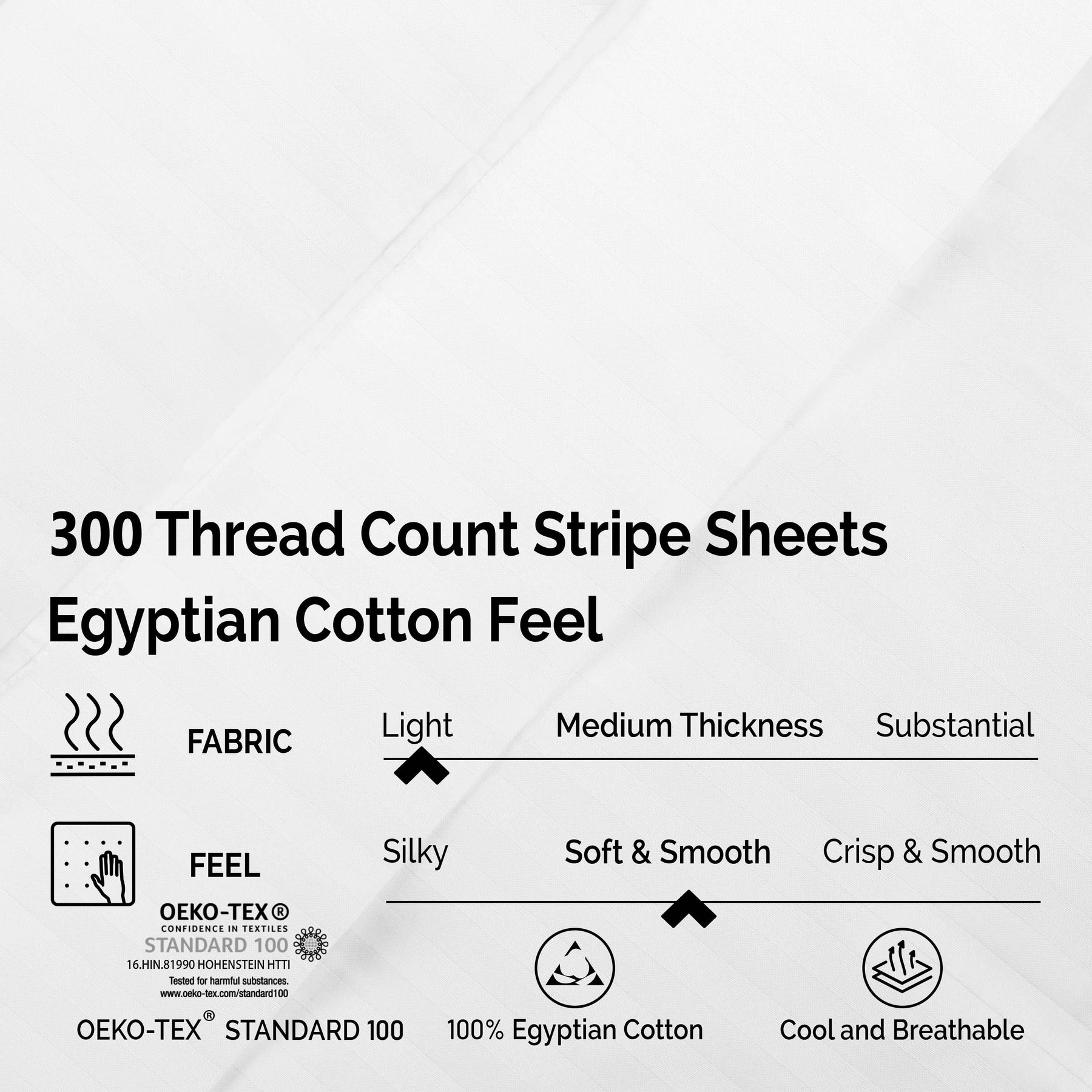 Egyptian Cotton 300 Thread Count Striped Deep Pocket Sheet Set - Sheet Set by Superior