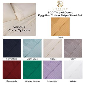 Egyptian Cotton 300 Thread Count Striped Deep Pocket Sheet Set - Sheet Set by Superior