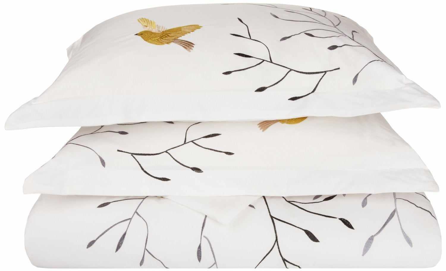 Embroidered Swallow and Floral Cotton Duvet Cover Set - Duvet Cover Set by Superior