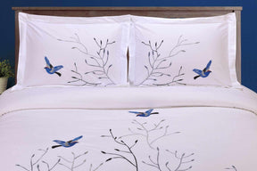 Embroidered Swallow and Floral Cotton Duvet Cover Set - Duvet Cover Set by Superior