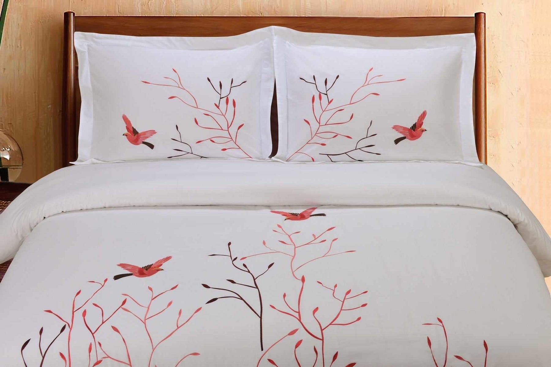 Embroidered Swallow and Floral Cotton Duvet Cover Set - Duvet Cover Set by Superior