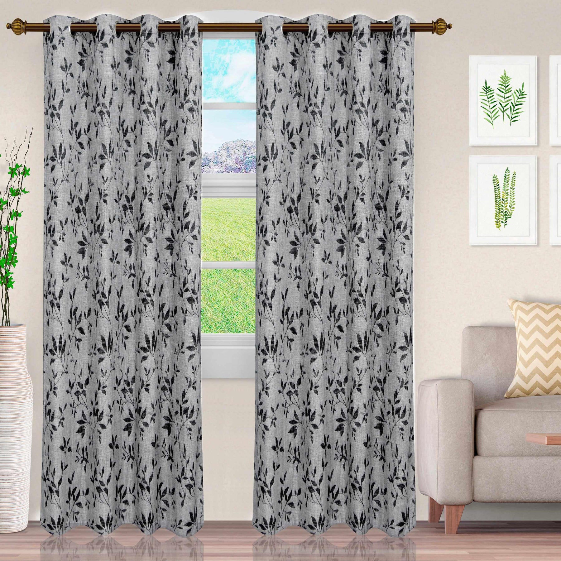 Ghera Jacquard Curtain Panel Set with Grommet Top Header - Semi Sheer Curtains by Superior