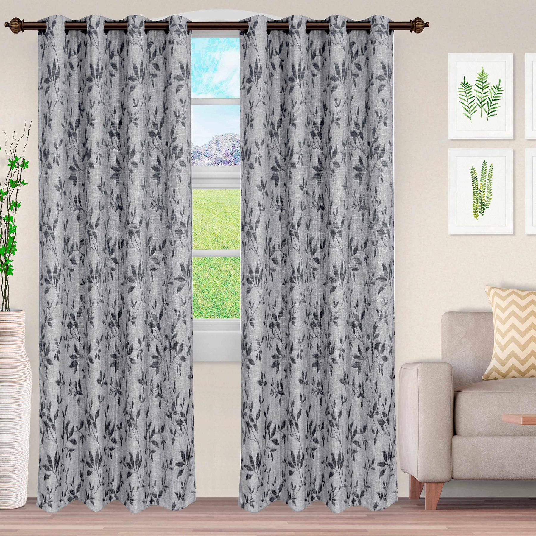 Ghera Jacquard Curtain Panel Set with Grommet Top Header - Semi Sheer Curtains by Superior