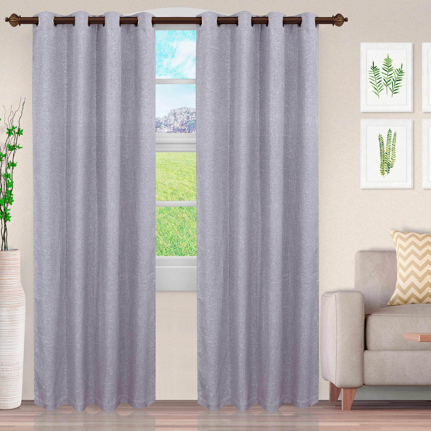 Metallic Cascade Jacquard Textured Solid Curtain Panel Set - Blackout Curtains by Superior