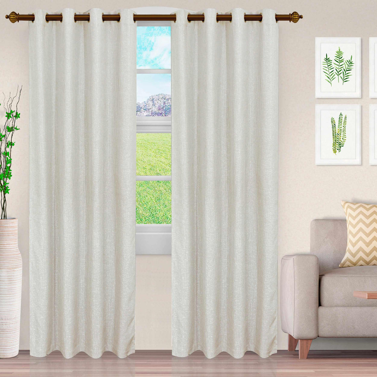 Metallic Cascade Jacquard Textured Solid Curtain Panel Set - Blackout Curtains by Superior