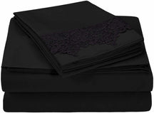 Lace Overlay Solid Wrinkle Resistant Sheet Set - by Superior - Superior 