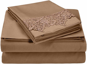 Lace Overlay Solid Wrinkle Resistant Sheet Set - by Superior - Superior 