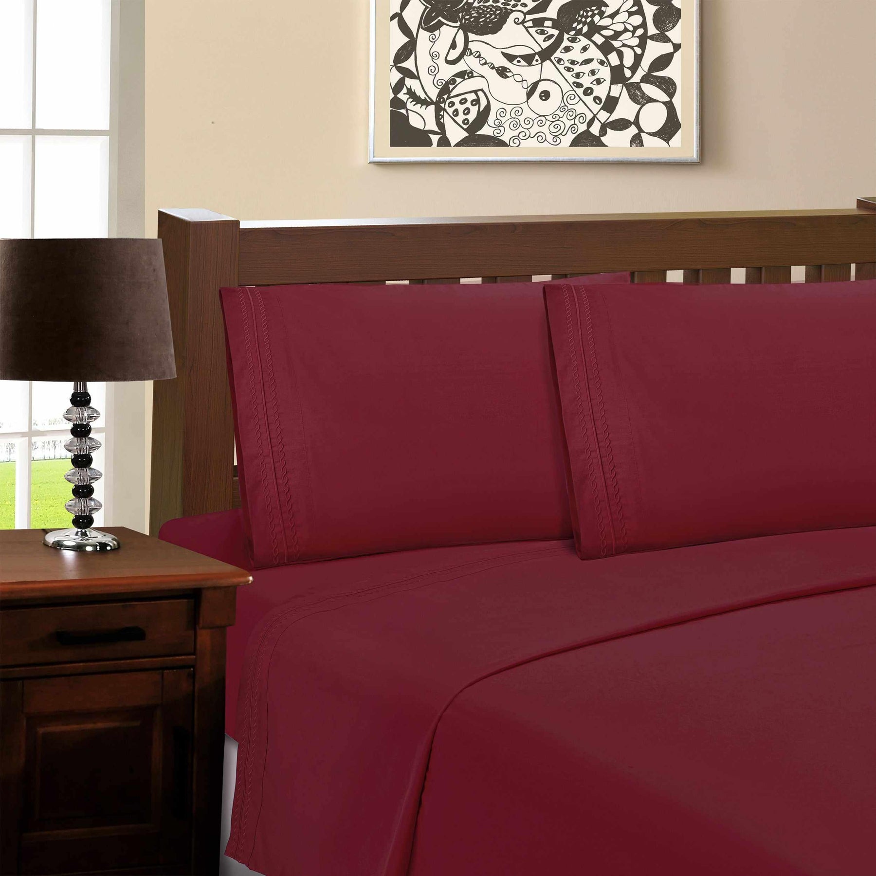 Microfiber Wrinkle Resistant Solid Infinity Embroidery Pillowcase Set - by Superior - Superior 