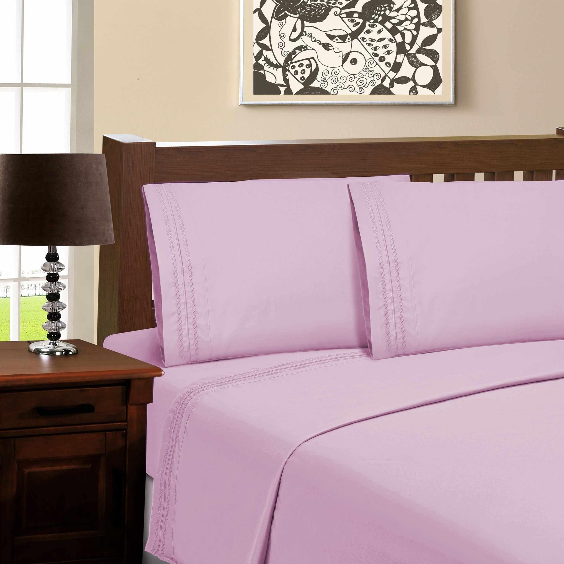 Microfiber Wrinkle Resistant Solid Infinity Embroidery Pillowcase Set - by Superior - Superior 