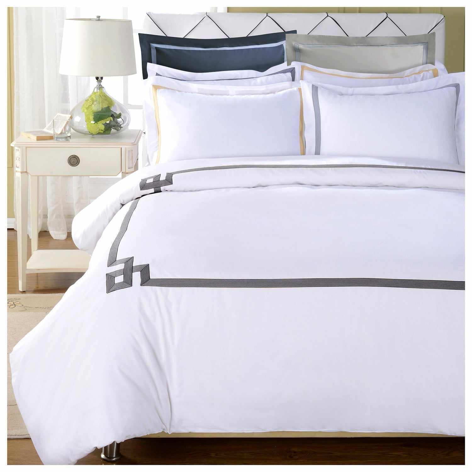 Miller Embroidered Border Cotton Duvet Cover Set - by Superior