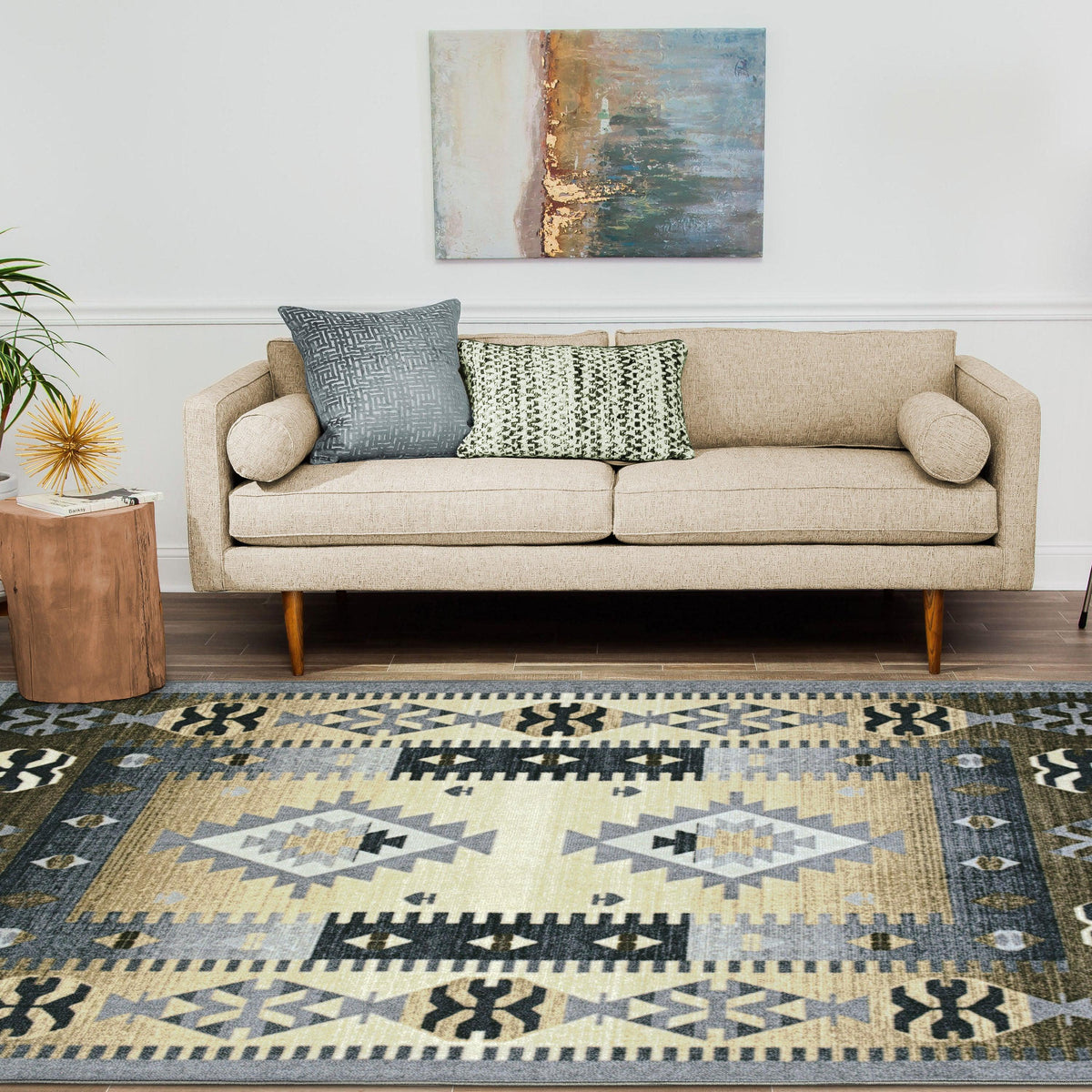 Motega Tribal Southwestern Traditional Geometric Ikat Indoor Area Rug - Rugs by Superior