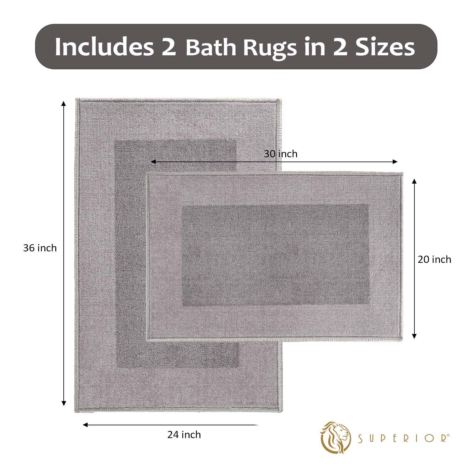 Rome Modern Non-Slip Machine Washable Bath Rug Set - Bath Rugs by Superior