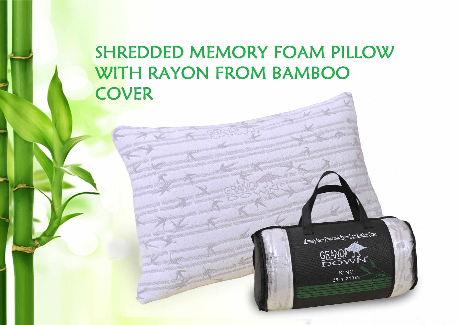 Shredded Memory Foam Pillow with Removable Rayon from Bamboo Cover - Pillows by Superior